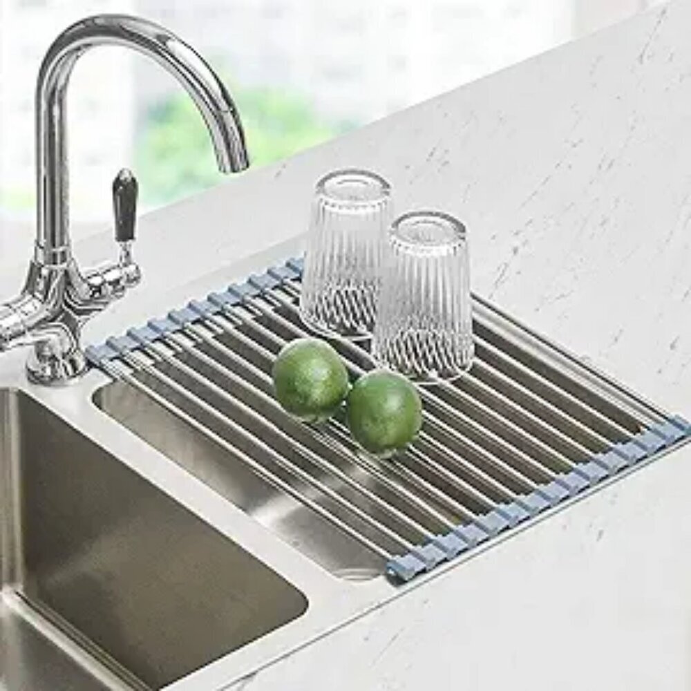 Seropy Roll Up Dish Drying Rack Over Sink Stainless Steel Foldable Kitchen Rack - Picture 7 of 7
